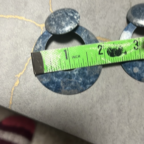 Vintage drop hope retro 80s style earrings. Blue Cloud - Picture 4 of 4